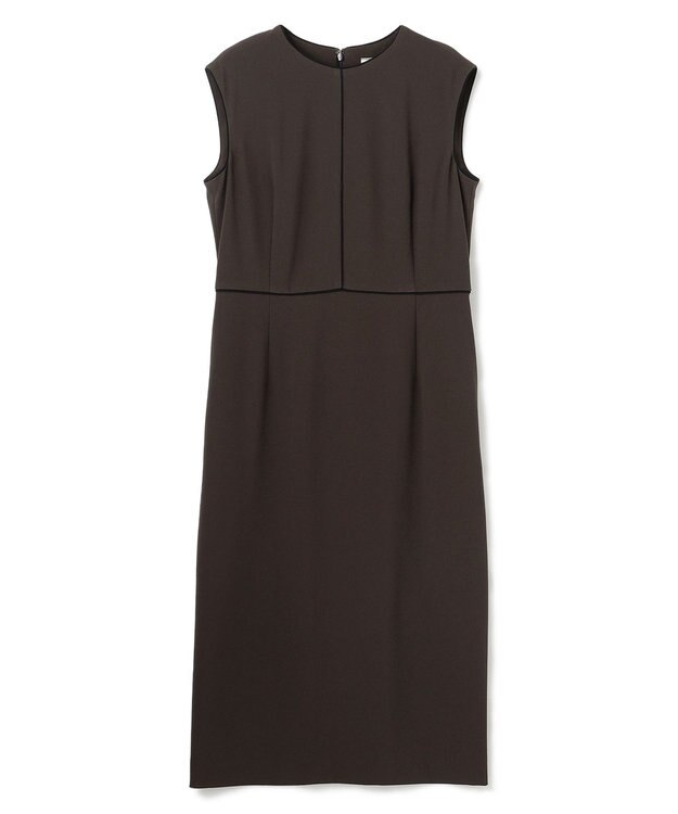 BEIGE， 【セットアップ対応】CINDY / 配色ライン クルーネックドレス Brown ×Black