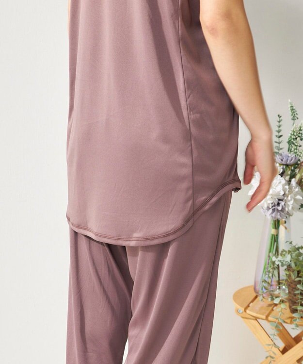 OP／FILA 【FILA】犬や猫の毛がつきにくいルームウェア上下セット/半袖 ダークパープル