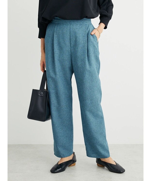 Green Parks 麻調ストレートパンツ Blue