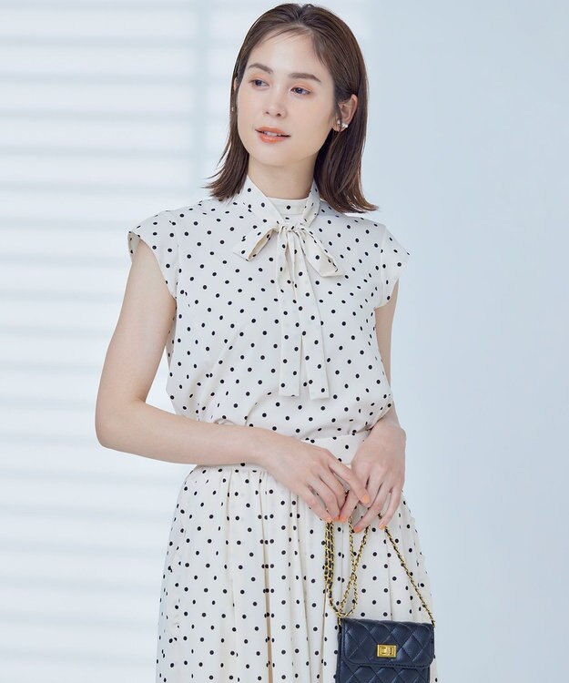 組曲 【WEB限定】ドットプリントデシン ボウタイ付きブラウス エクリュ×ブラック系5