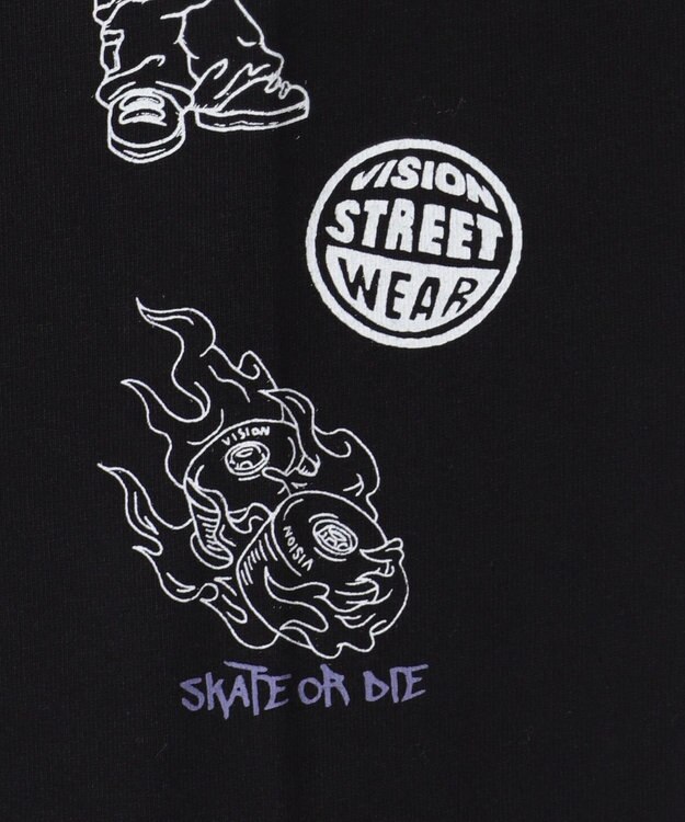 WEGO 【ユニセックス着用ITEM】別注VISIONグラフィックスリーブプリントT（LS） ブラック