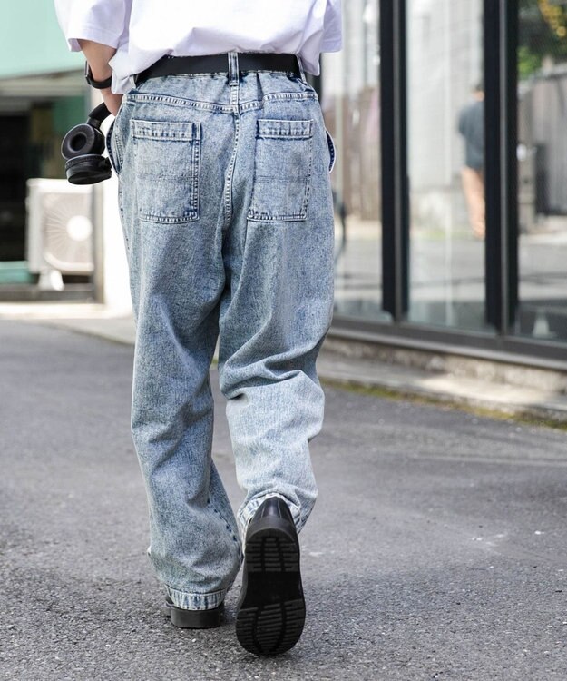 WEGO ケミカルバギーパンツ デニム淡加工色
