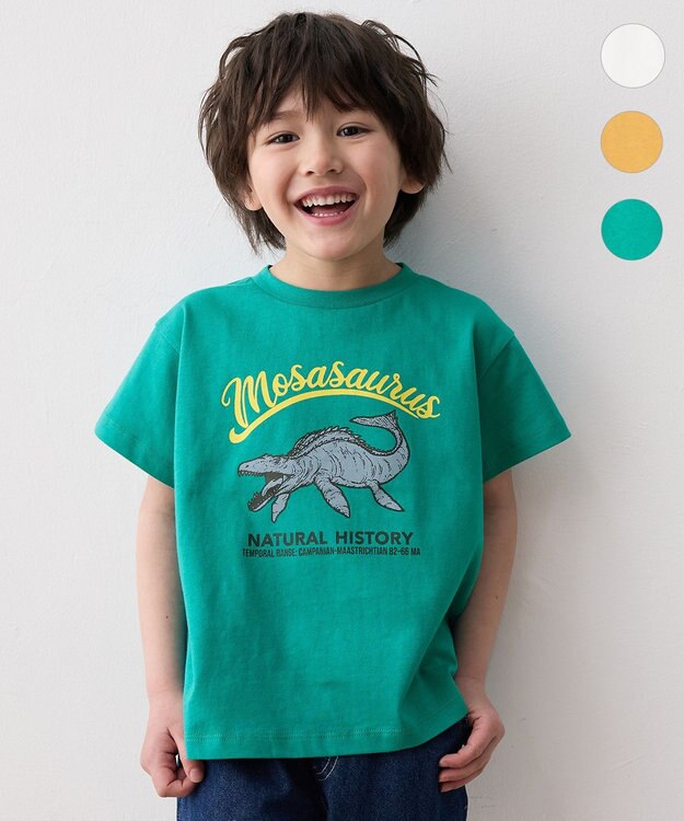 ANY KIDS 恐竜プリント 半袖 Tシャツ グリーン（モササウルス）
