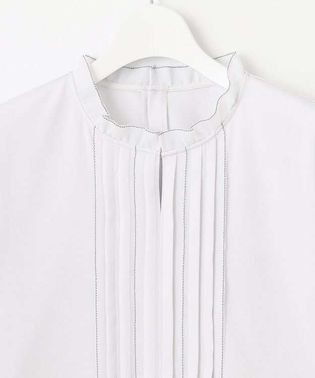 J.PRESS LADIES S 【吸水速乾】プレーティングジャージー フリル襟 カットソー ライトグレー系