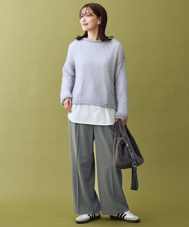 ANY レーシーネットニット ライトブルー