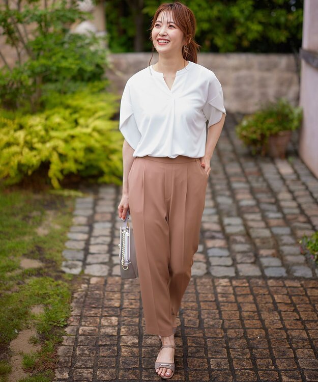 ANY SIS L 【接触冷感＆UVカット】サラキレイ テーパードパンツ テラコッタ