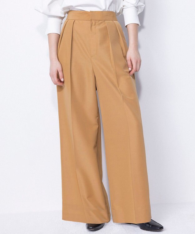 NAVE 【ReNAVE・セットアップ可/撥水加工/防シワ/ウエストゴム】ポリエステルタッサー パンツ キャメル系