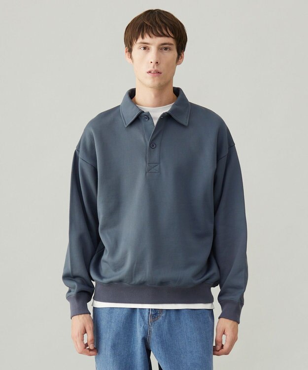 UNFILO MENS 【男女兼用】ナイロン裏毛 ポロ ブルー