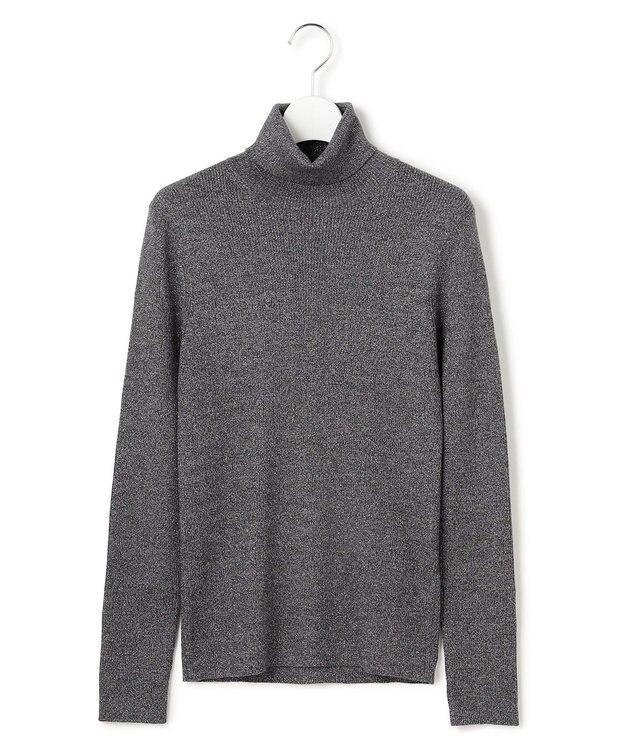 ICB L 【新色追加】エクストラファインメリノリブ タートルネックプルオーバー グレーラメ系