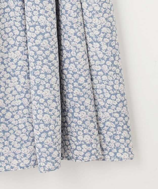 Feroux 【洗える】フラワープリントドロスト ワンピース スカイブルー系