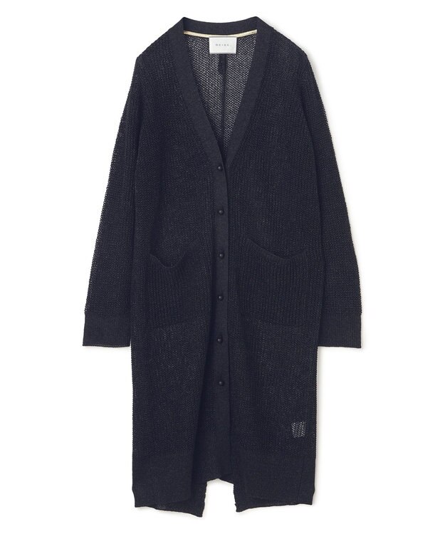 BEIGE， OPTICAL / ペーパーヤーンシアーロングカーディガン Navy