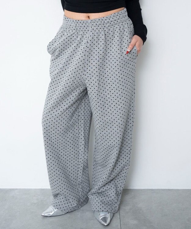 WEGO 【ウエストゴム/XSSMサイズ展開】スウェットワイドパンツ 柄2