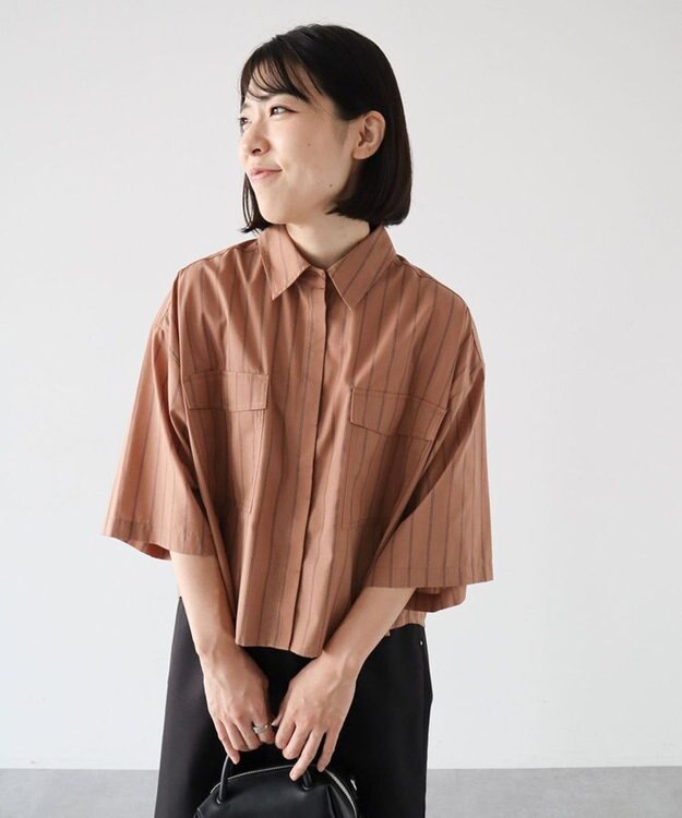 Green Parks ５分袖ショートシャツ Brown