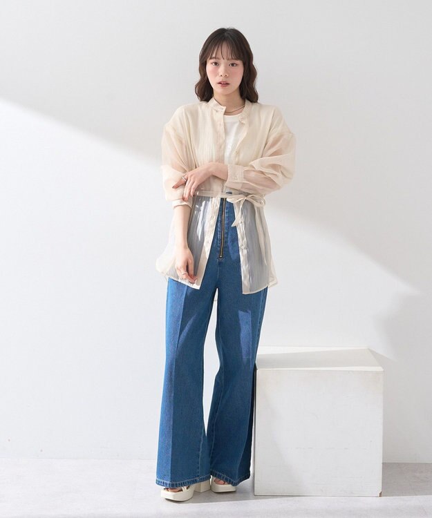 earth music&ecology 【接触冷感/洗濯機可】Ｈａｕｔｓ－ｄｅ－ＦｒａｎｃｅフレンチＴ Off White