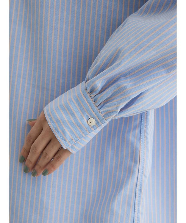 Green Parks ストライプレースアップシャツ Stripe