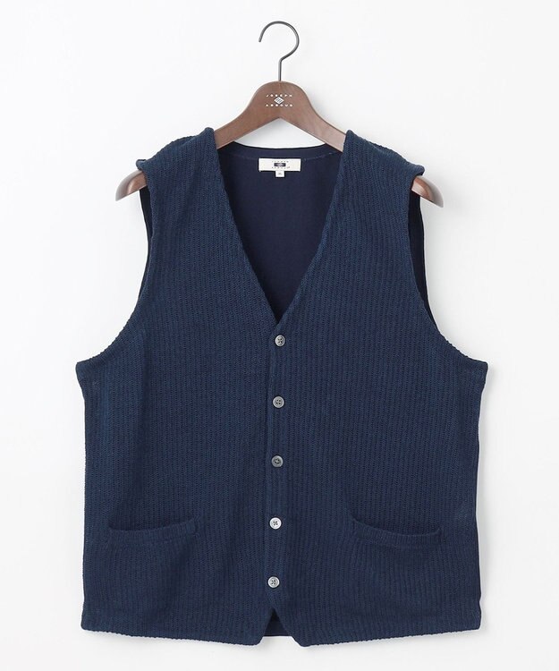 JOSEPH ABBOUD 【キングサイズ・洗える】ストローヤーン ニット ベスト ネイビー系