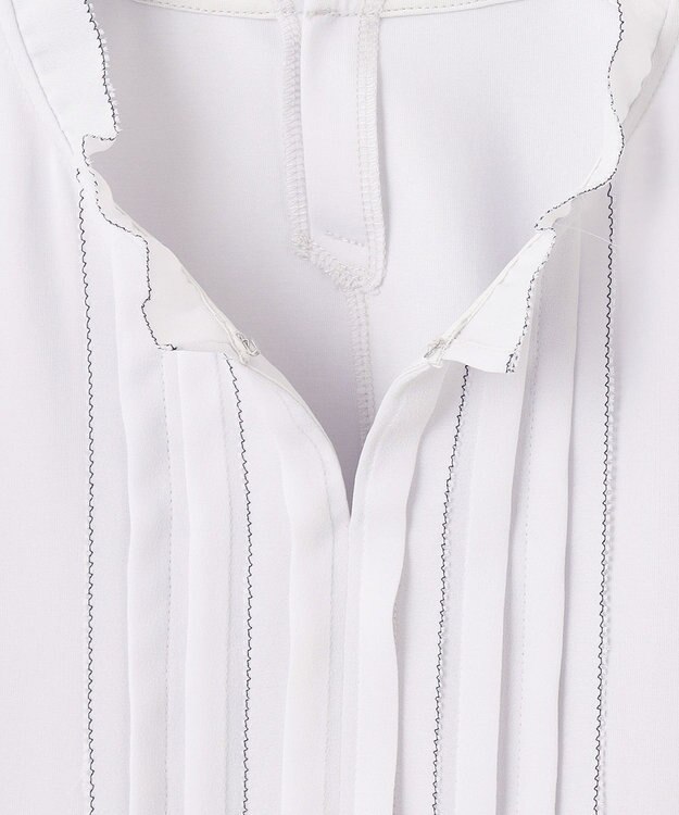 J.PRESS LADIES S 【吸水速乾】プレーティングジャージー フリル襟 カットソー ライトグレー系