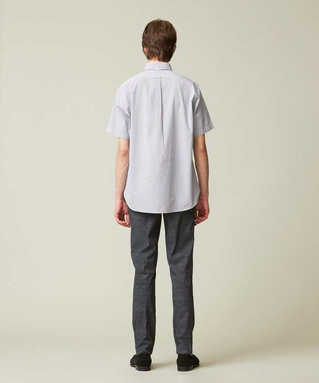 J.PRESS MEN 【クールマックス】サッカーストライプ／マイクロギンガムチェック シャツ/B.D ネイビー系1