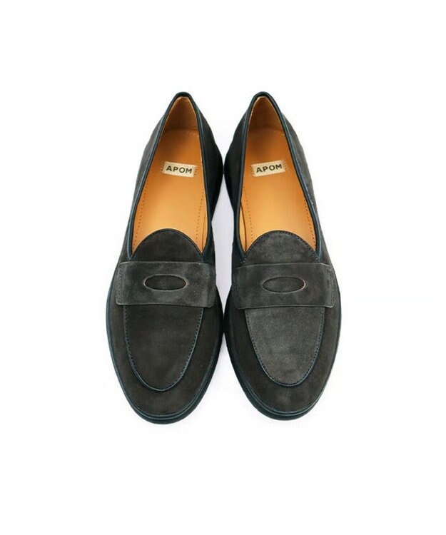 APOM 本革ベルジャンシューズ20 チャコールグレースエード