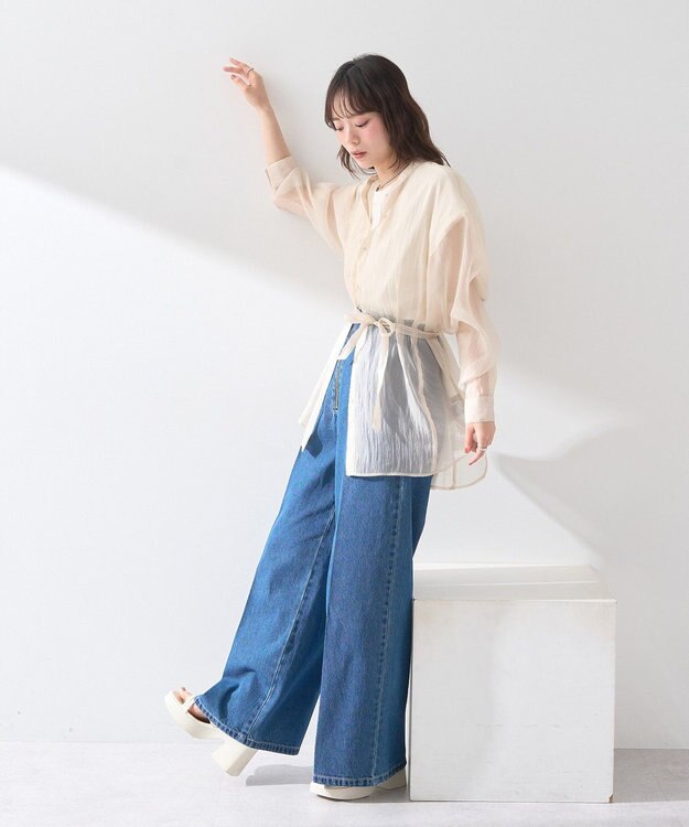 earth music&ecology 【接触冷感/洗濯機可】Ｈａｕｔｓ－ｄｅ－ＦｒａｎｃｅフレンチＴ Off White