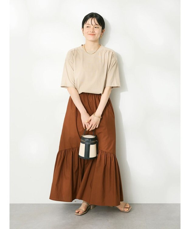 CRAFT STANDARD BOUTIQUE ヴィンテージ風天竺 ショルダーギャザーチュニック Gray Beige