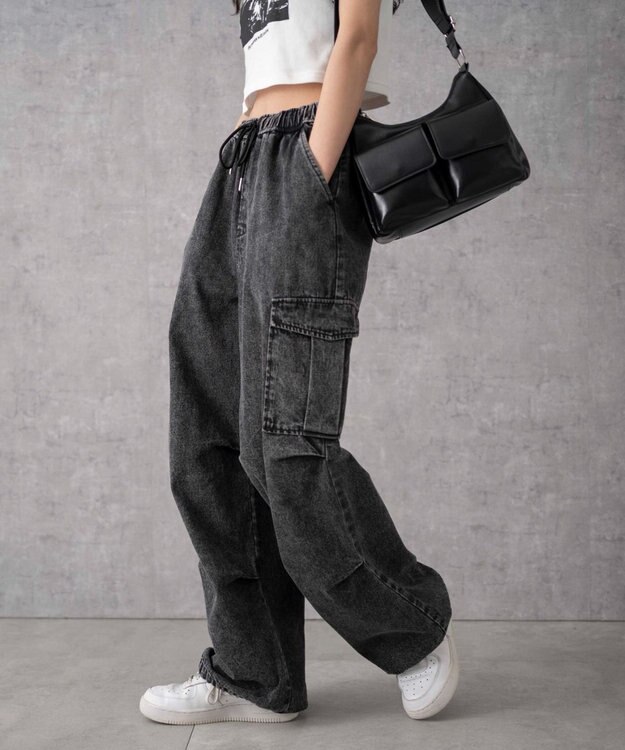 WEGO デニムパラシュートカーゴパンツ ブラックその他