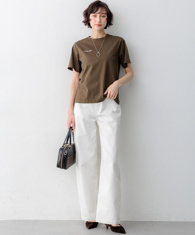 23区 L 【見上愛さん着用/Oggi掲載/接触冷感】23区DENIM サマー ストレート ワイド パンツ ホワイト系