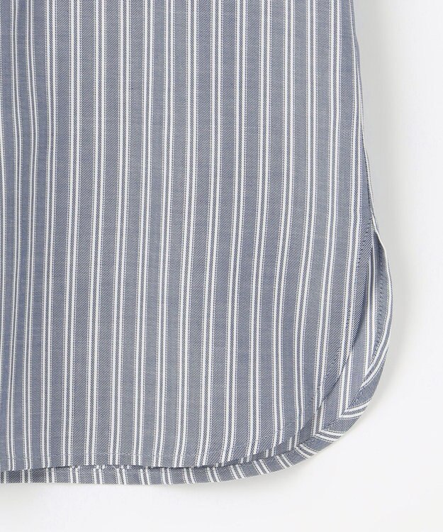 J.PRESS LADIES L 【洗える】ウォッシャブルキュプラツイル バンドカラー ブラウス ネイビー系1