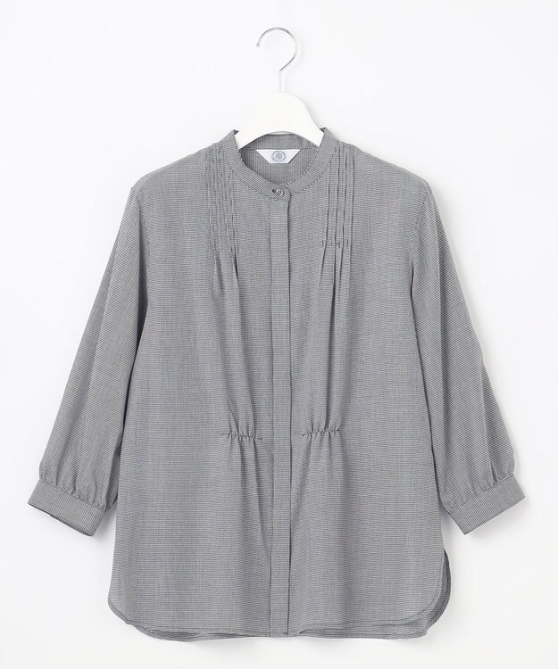 J.PRESS LADIES L 【洗える】ウォッシャブルキュプラツイル バンドカラー ブラウス ブラック系3