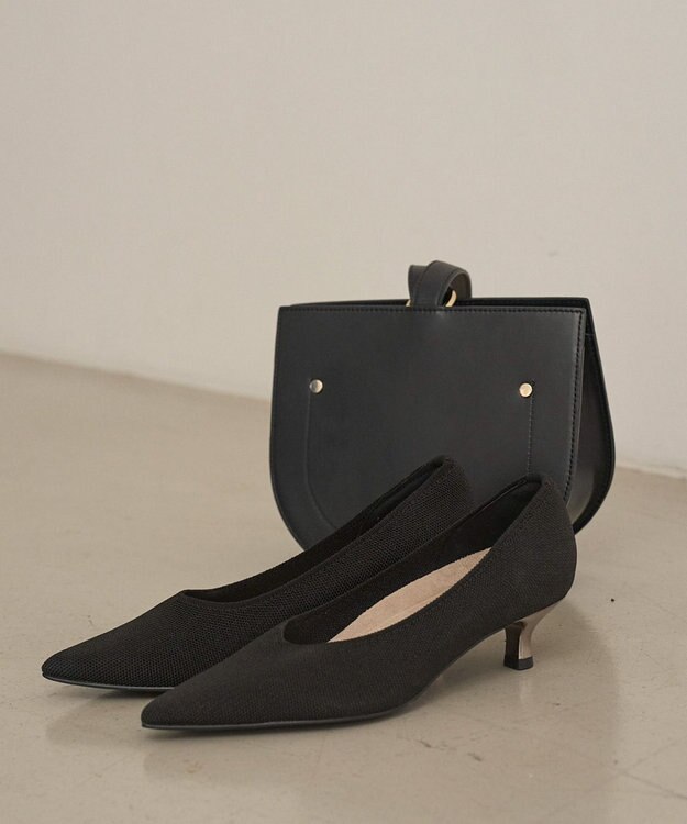 steppi 【洗える/撥水】ヒール ポインテッド パンプス ブラック