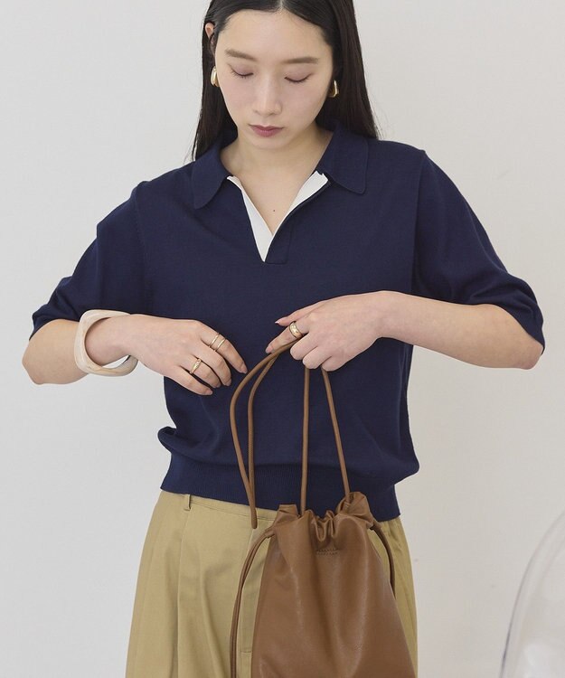 AMERICAN HOLIC 襟付き配色ニット Navy