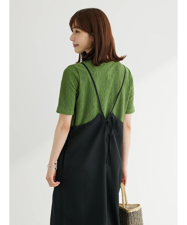 Green Parks 接触冷感　Ｉラインキャミワンピース Black
