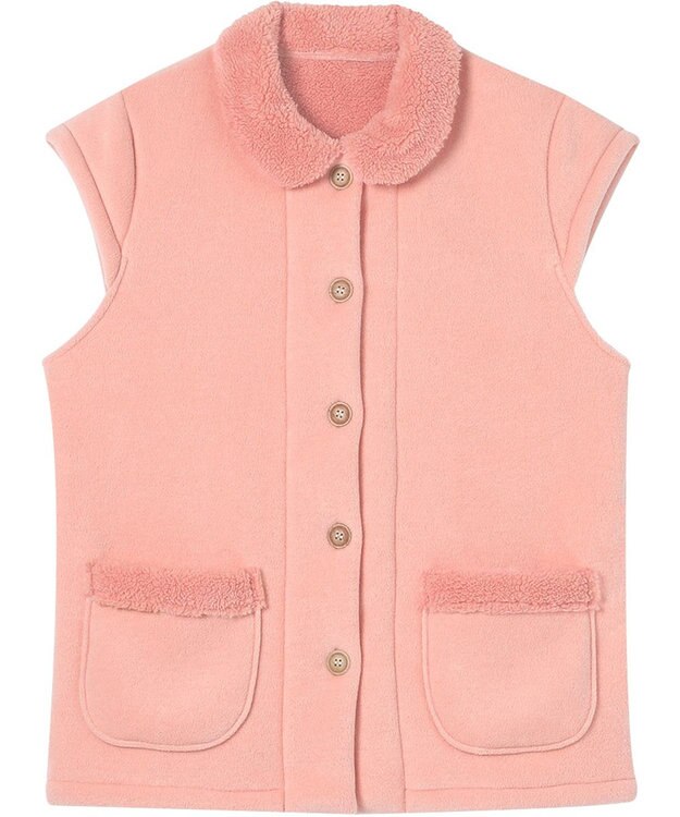 Wing ベスト 3分袖 ショート丈(腰付近) フリース素材 ボア使用(裏側) 保温性 あたたかい 前開きタイプ レディース EX2070 ウイング／ワコール オレンジ