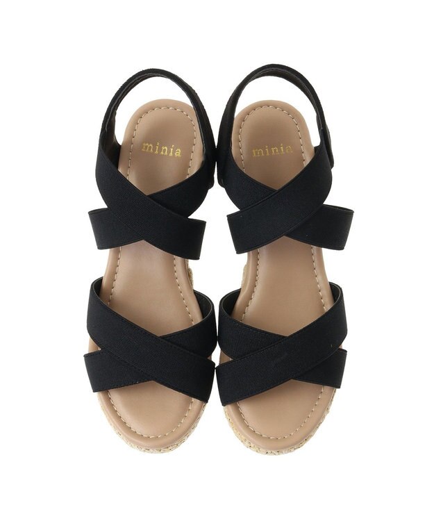 Green Parks ・ｍｉｎｉａ　ゴムウェッジサンダル Black