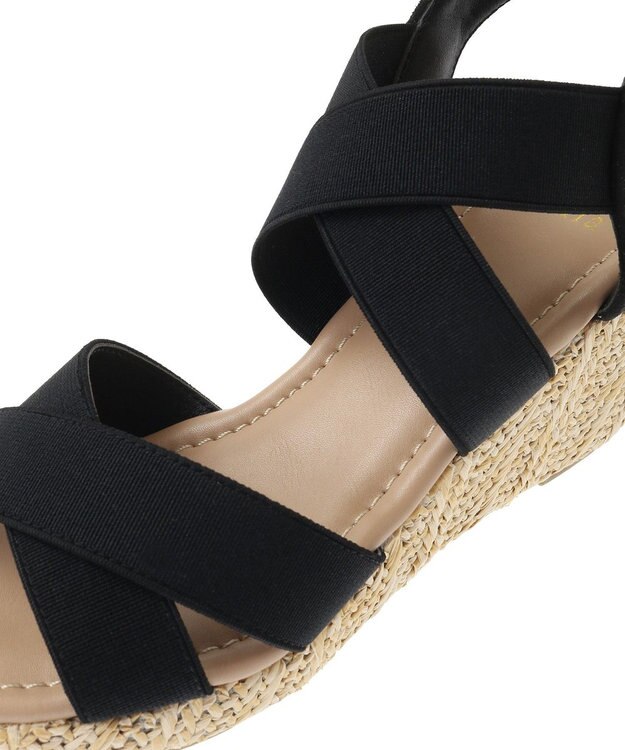 Green Parks ・ｍｉｎｉａ　ゴムウェッジサンダル Black