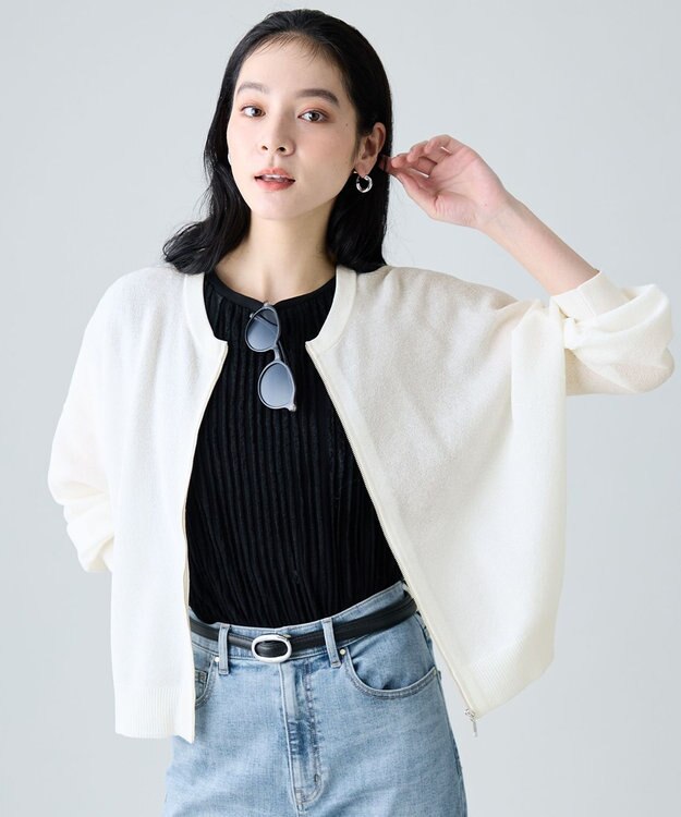 ANY L ニットブルゾン エクリュ