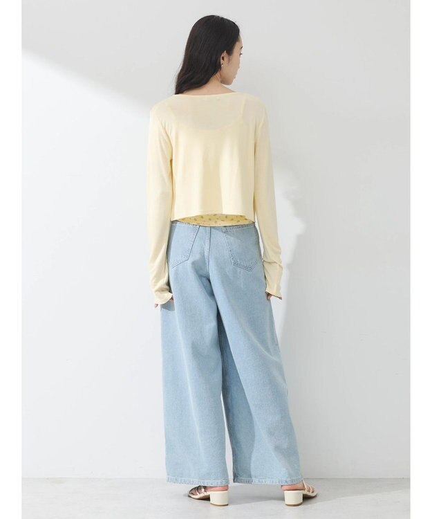 earth music&ecology ＳＥＴ２点カーディガン＋フラワーキャミ Yellow