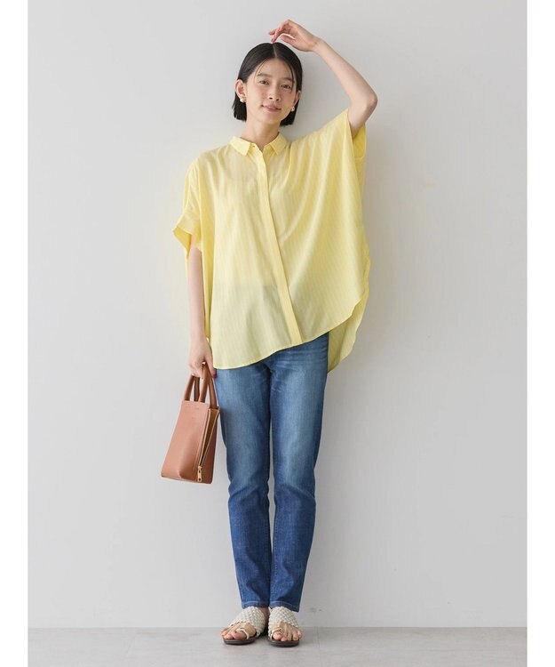 AMERICAN HOLIC サラックールフレンチスリーブシャツ Stripe Yellow