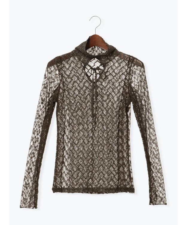 Te chichi パッチワークレース前後2WAY衿デザインTOPS《2025Autumn catalog item》 チャコールグレー