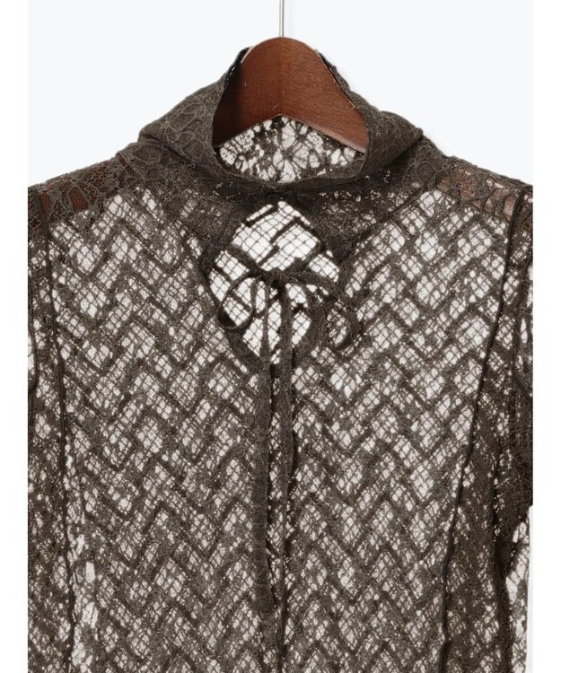 Te chichi パッチワークレース前後2WAY衿デザインTOPS《2025Autumn catalog item》 チャコールグレー
