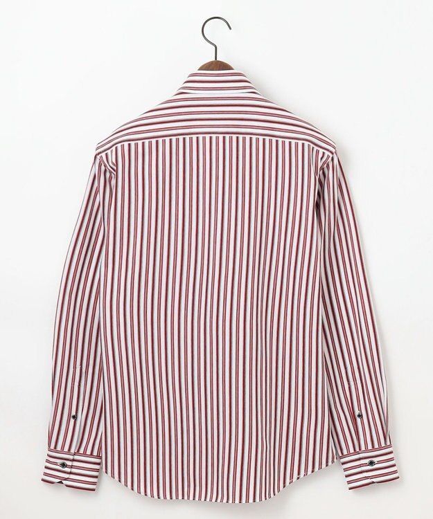 JOSEPH ABBOUD 【キングサイズ・ストレッチ・イージーケア】ジャージーストライプシャツ ワイン系1