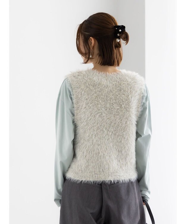 Te chichi シャギーヤーンVネックベスト グレー