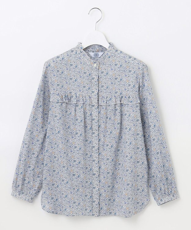 J.PRESS LADIES 【洗える】 LIBERTY Honeydew/Kate&Mil フリルネック ブラウス ブルー系5