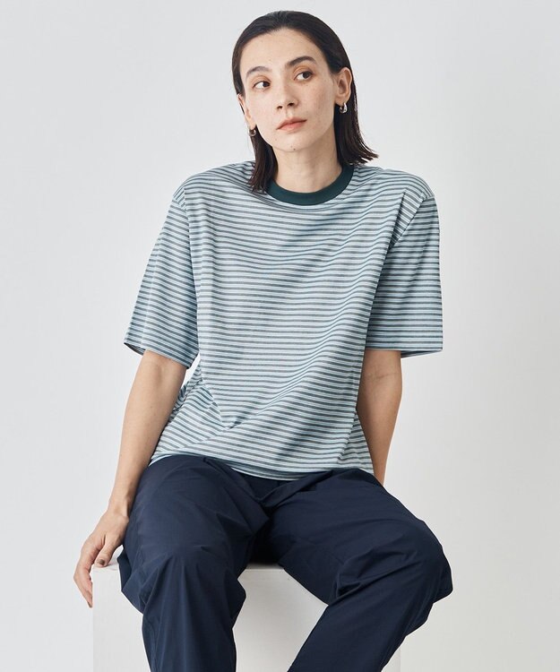 UNFILO MENS 【男女兼用/新色追加】スマート ストレッチ TEE [新色]グリーンボーダー