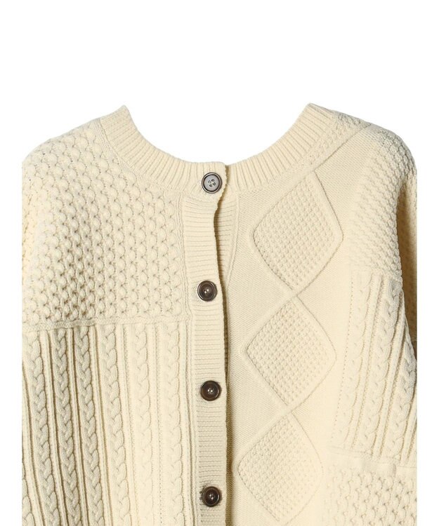 Green Parks ＫＢＦ　２ＷＡＹパッチワークニットカーディガン Off White