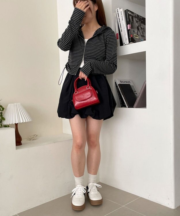 WEGO 柄Wジップパーカー グレーボーダー