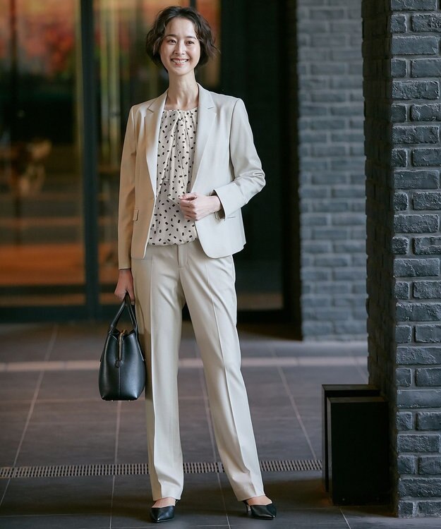 自由区 【好評につき追加生産/洗える】WASHABLEPONTE テーラードジャケット ライトグレー系