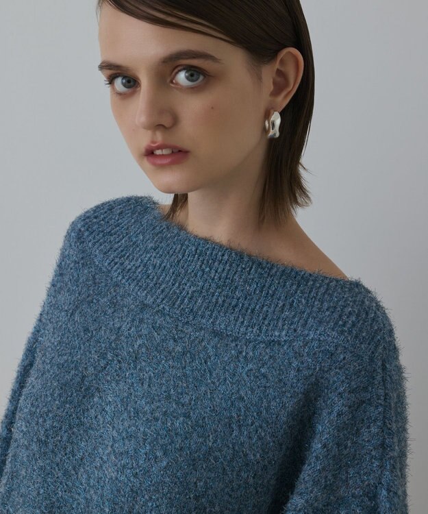 GRACE CONTINENTAL グリッターニットトップ ブルー