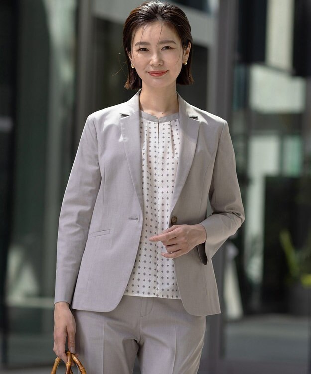 J.PRESS LADIES S 【セットアップ対応・洗える・撥水】コットンFITTY テーラード ジャケット ベージュ系
