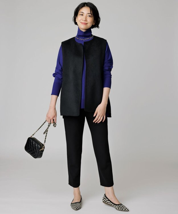 UNFILO 【撥水】ウール混リバー ジレ ブラック系